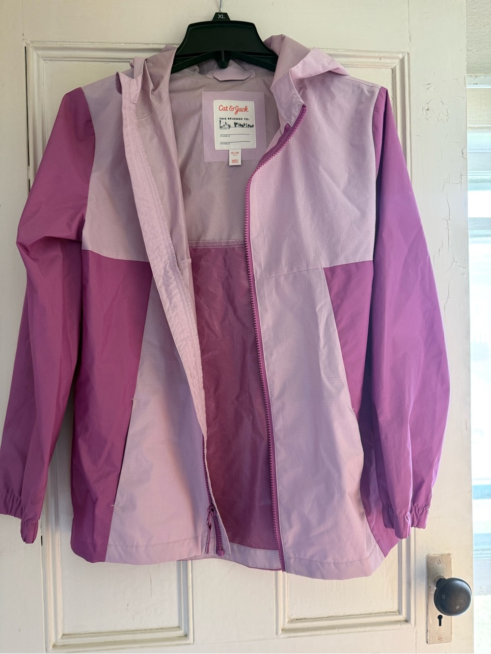 Cat & Jack Purple Colorblock Hooded Rain Jacket
